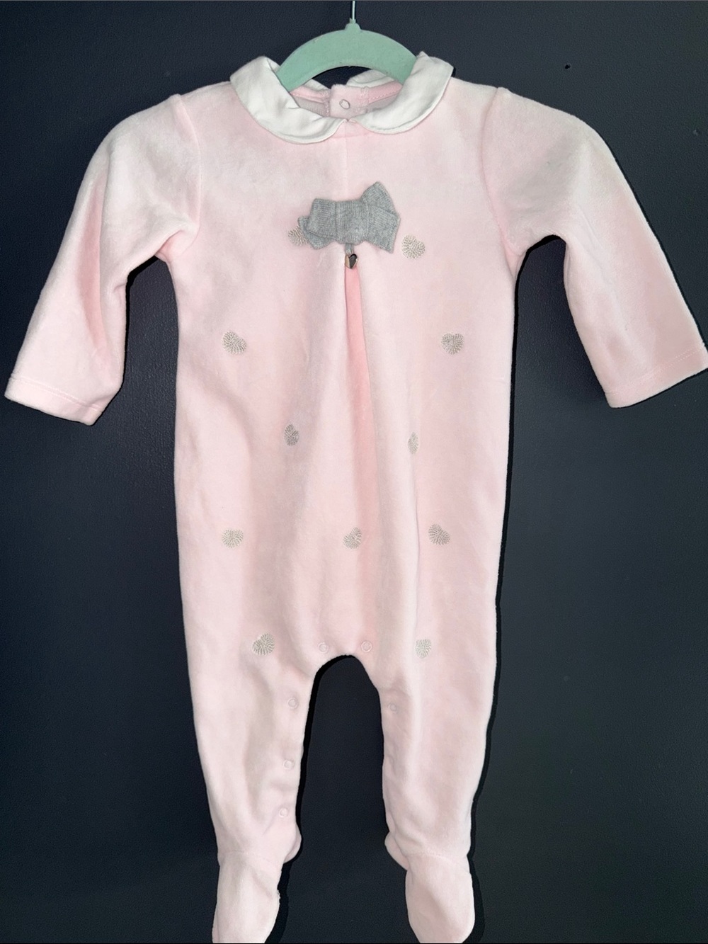 Mayoral Pink Footed Baby One-Piece with White Collar